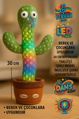 Şarjlı Dans Eden Konuşan Kaktüs Oyuncak, Ses Tekrar Eden, Şarkılı Eğlenceli Eğitici Peluş Oyuncak