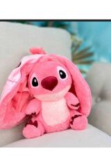 Stıch Pembe Peluş Oyuncak Fermuarlı Sürpriz Peluş Hediyelik Uyku Arkadaşı Stich Peluş Oyuncak 35cm