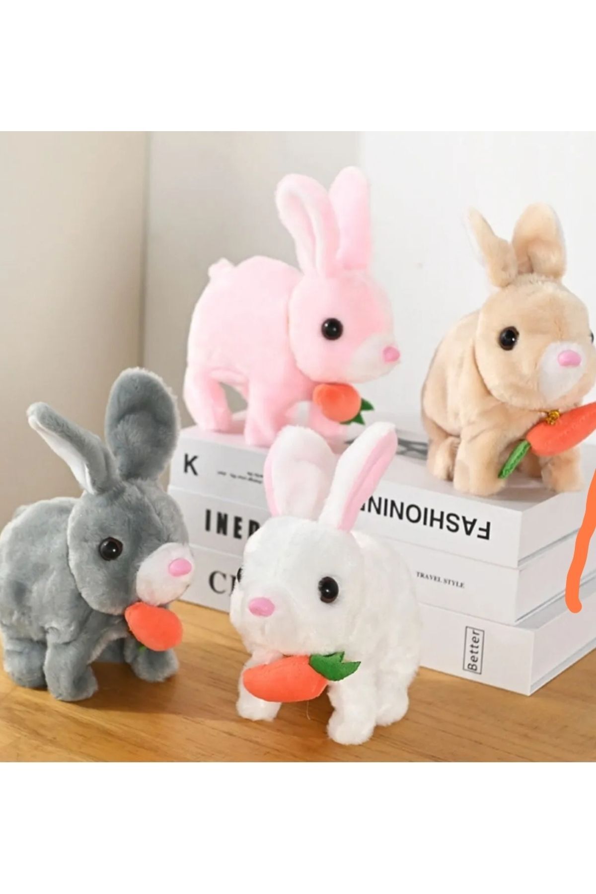 Karma renk Pilli Sesli Ve Işıklı Zıplayan Peluş Tavşan Tekli