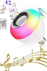 Bluetooth Hoparlör Ve Led Lamba Uzaktan Kumandalı Ampul Renk Değiştiren Müzikli Ampul