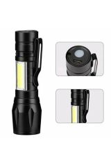 Ultra Güçlü 2500 Lumen 5w Cob Led Usb Şarjlı  El Feneri Avcılık,Kamp Feneri Deprem Çantalık Fener